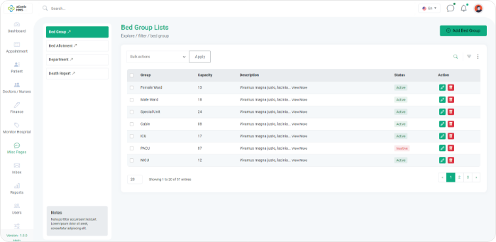 aConic HMS page layout